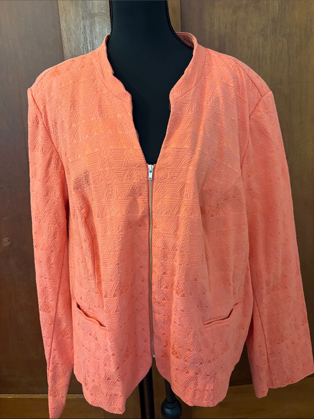 Women's Coral Textured Zip-Front Blazer